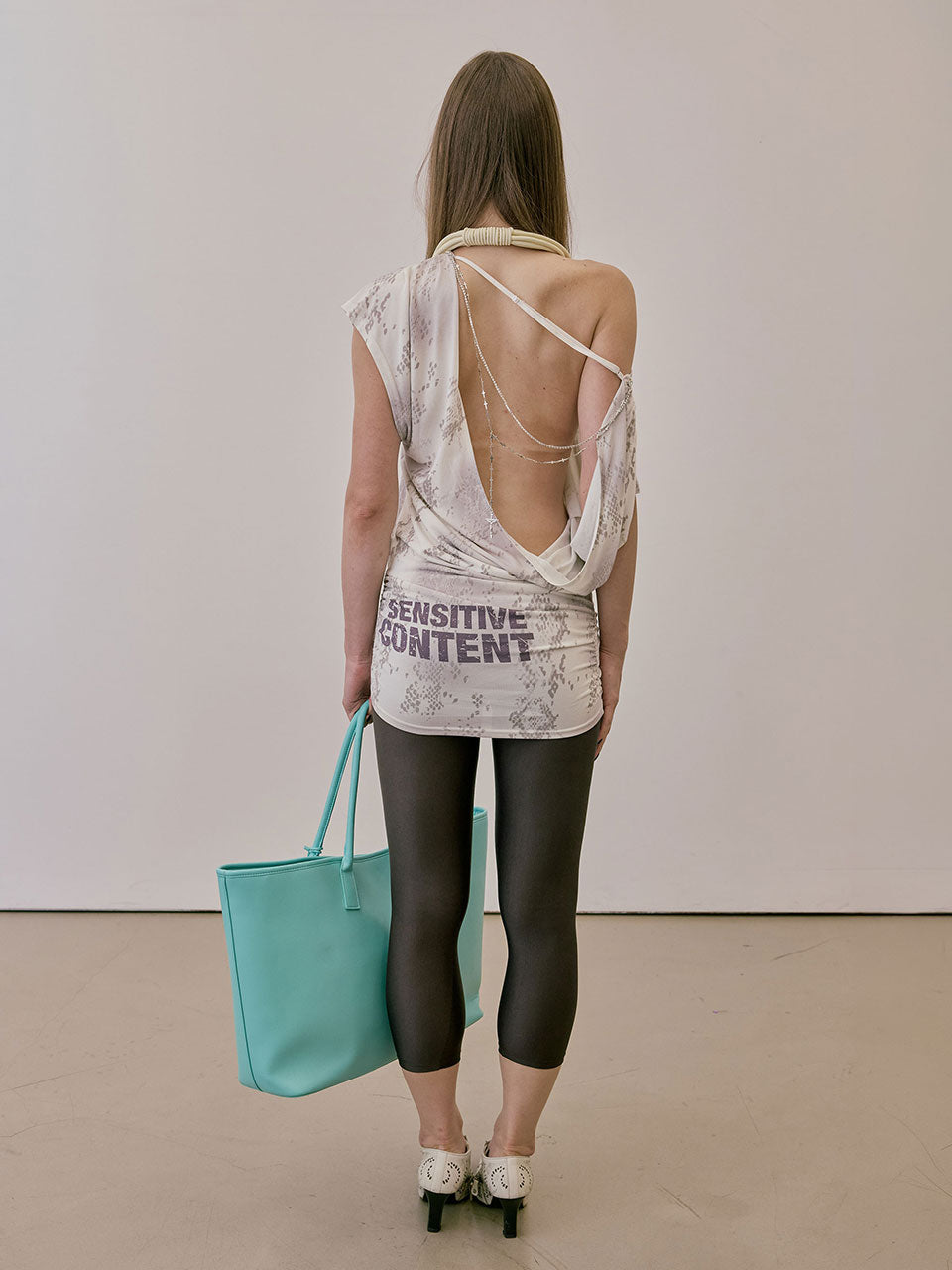 Rosary Backless Dress Dirty White
