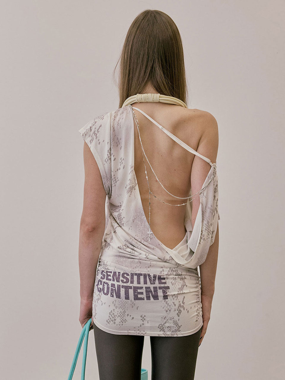 Rosary Backless Dress Dirty White