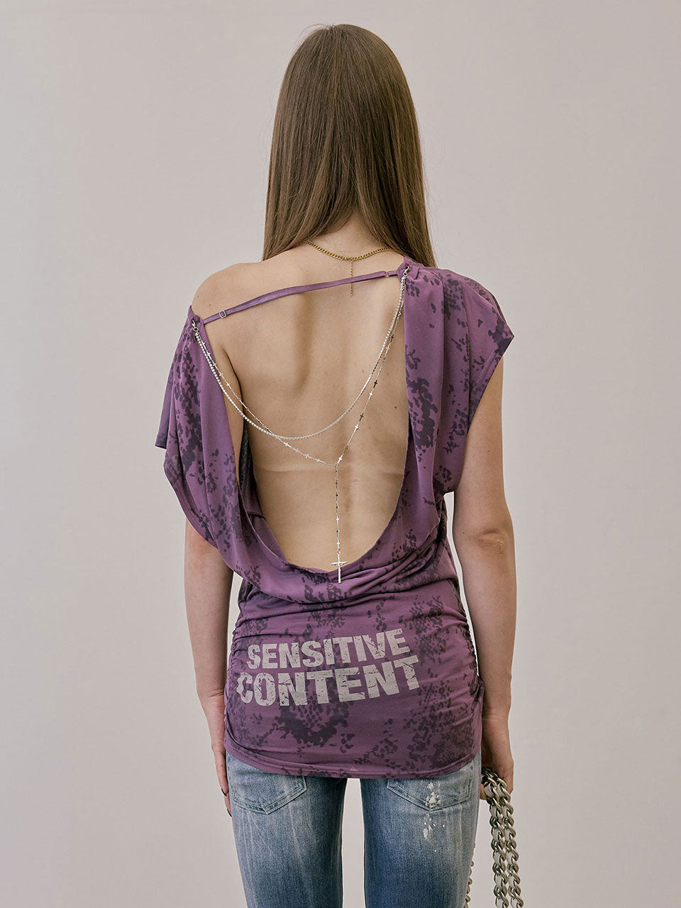 Rosary Backless Dress Purple