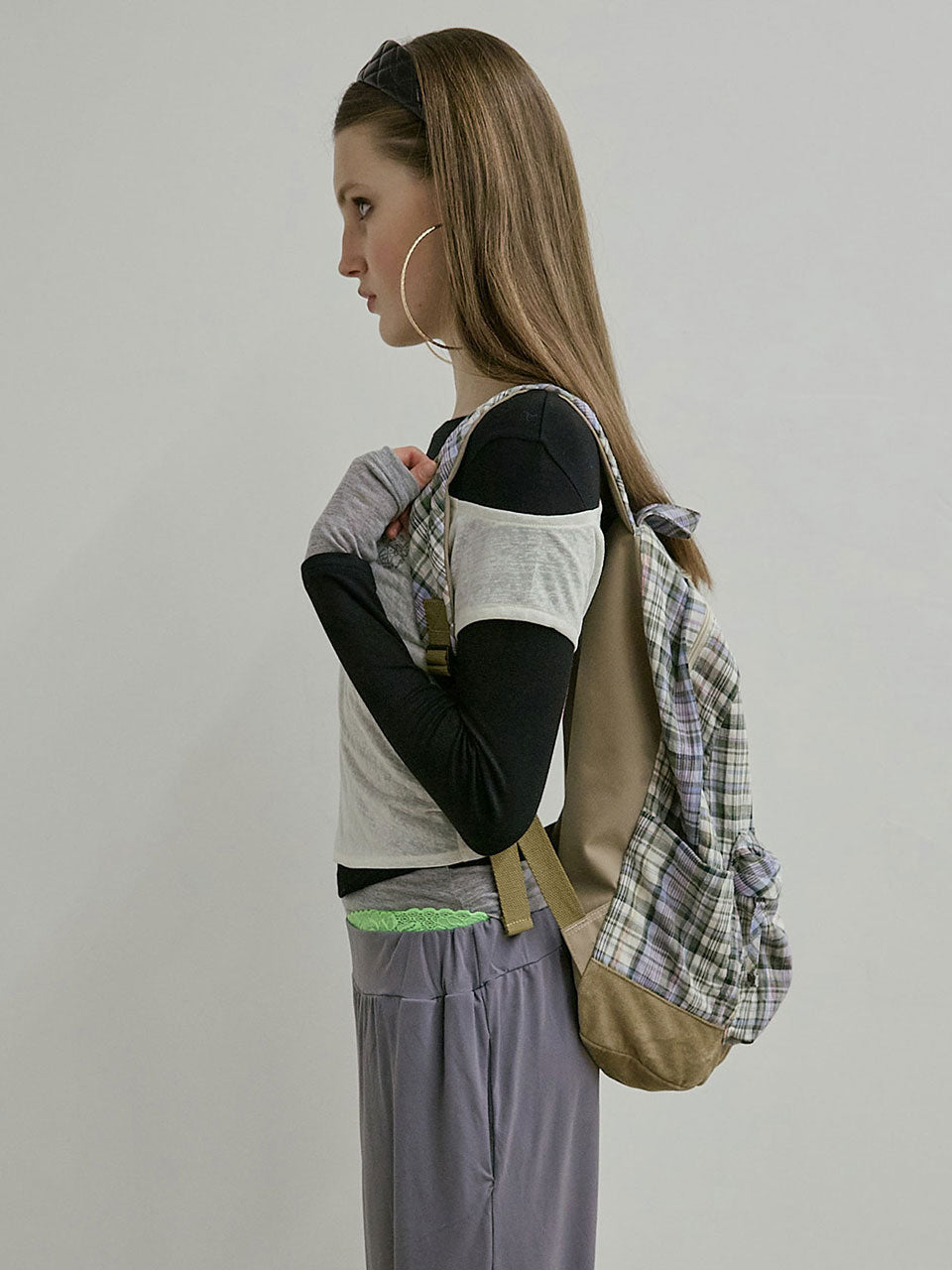 Plaid Backpack Sage Check