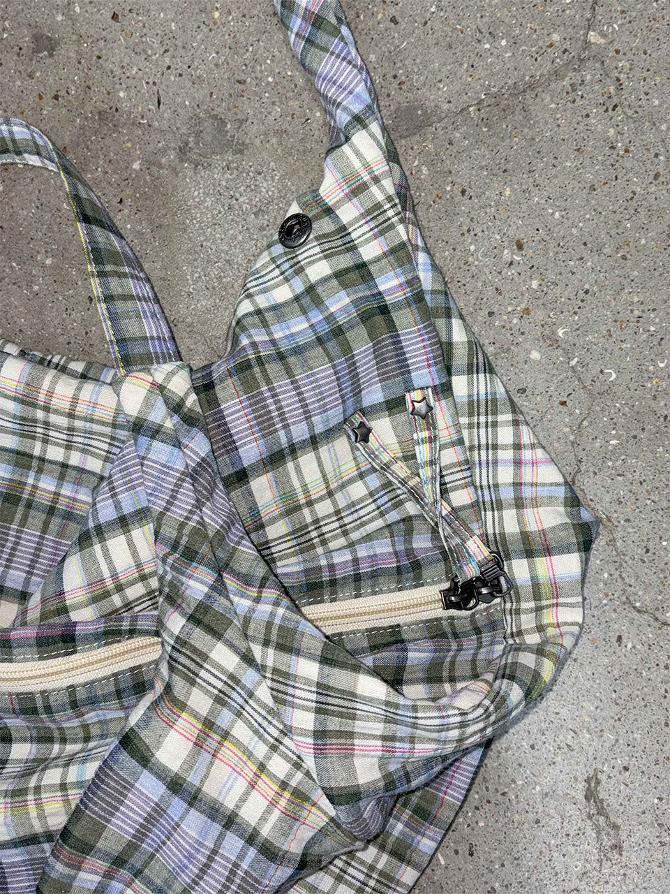 Plaid Big Hobo Bag Sage