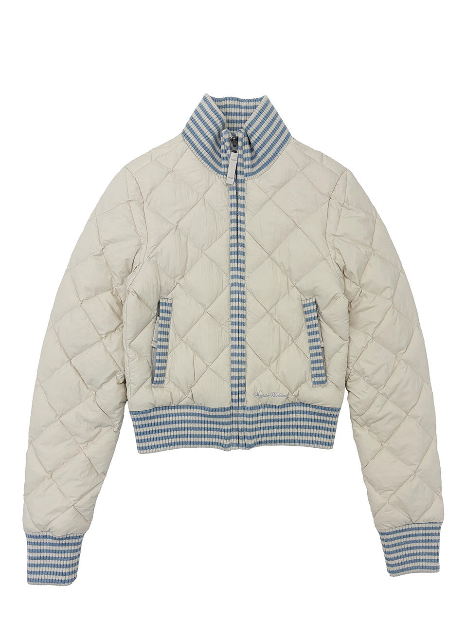 Striped Rib Lightweight Puffer Jacket Cream