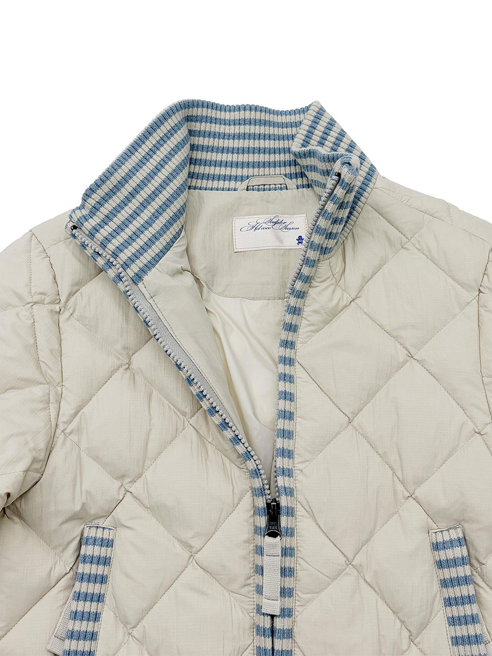 Striped Rib Lightweight Puffer Jacket Cream