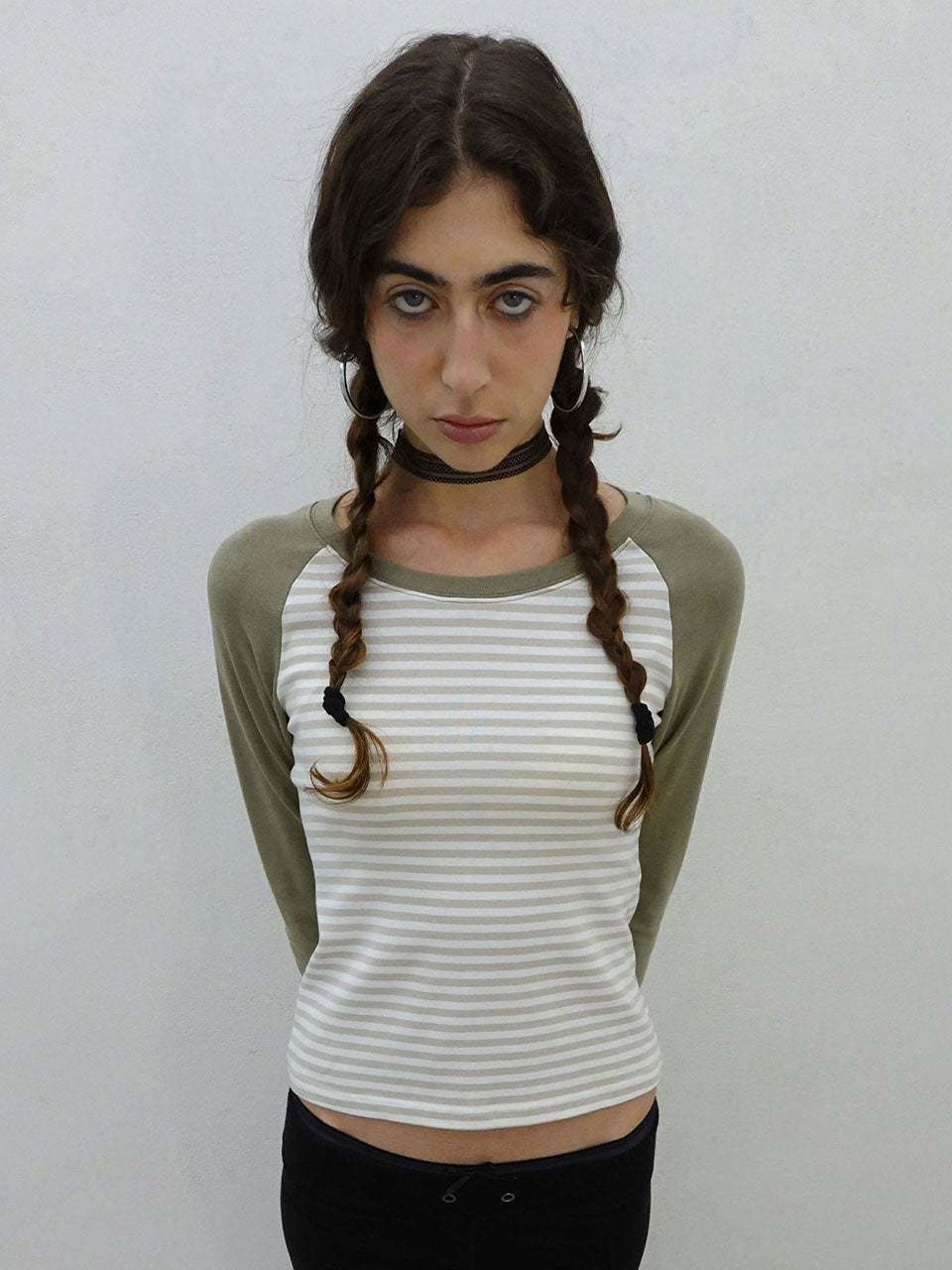 Striped Raglan Tee Khaki
