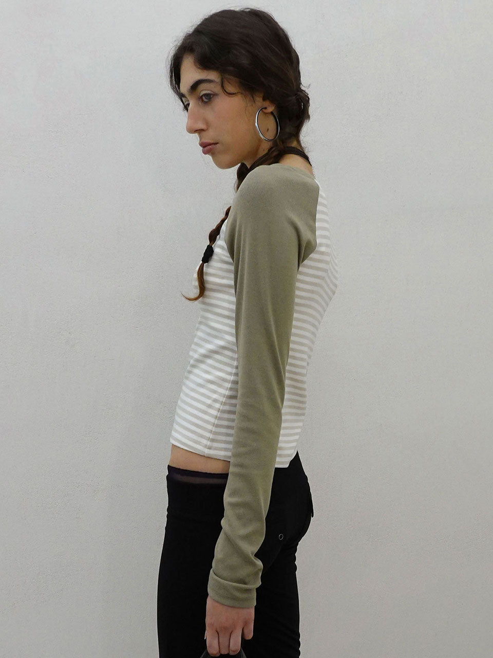 Striped Raglan Tee Khaki