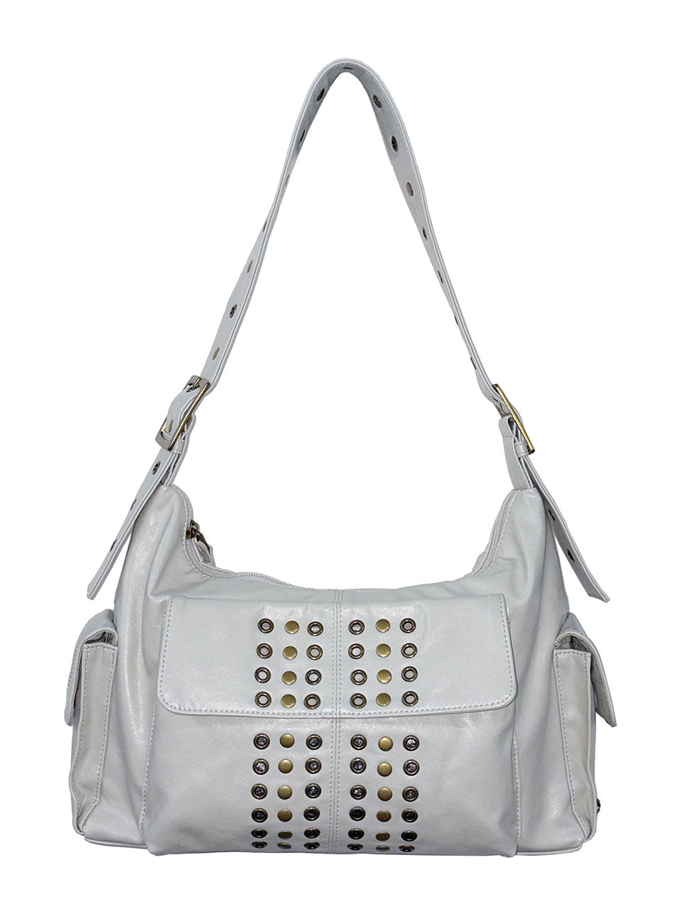 Stud Eyelet Shoulder Bag Ivory
