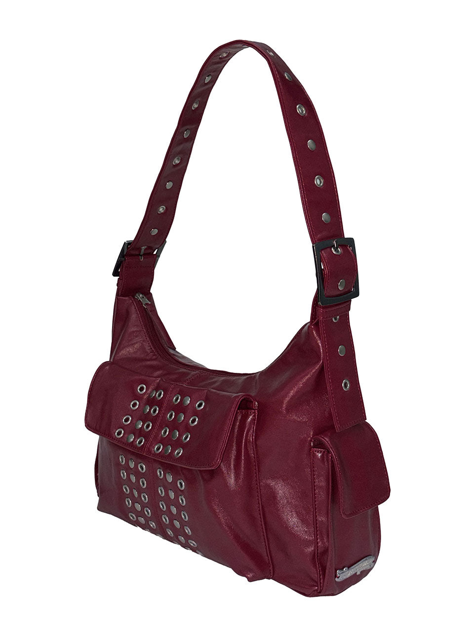 Stud Eyelet Shoulder Bag Red