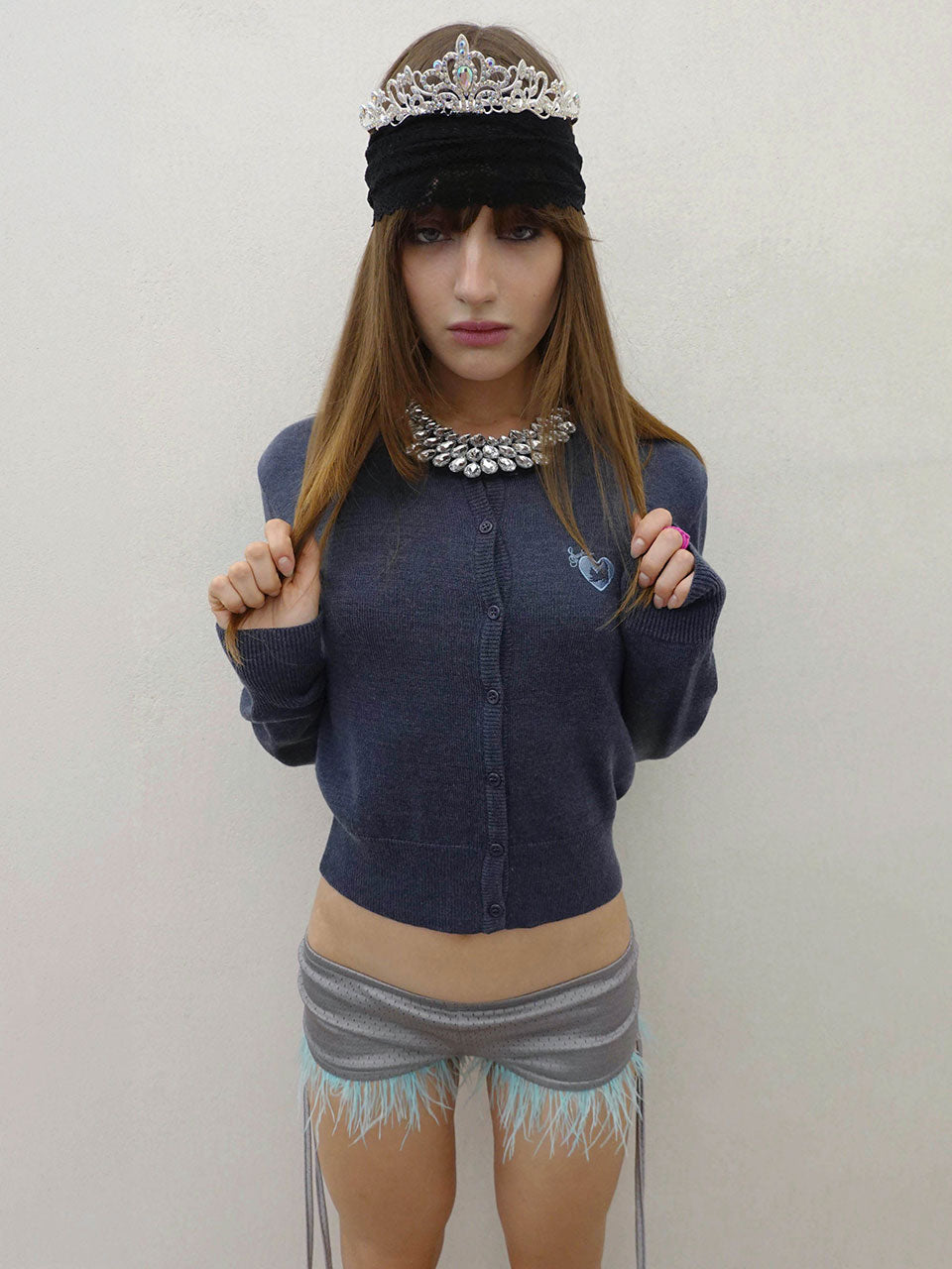 Sweet Kitty Basic Cardigan Navy