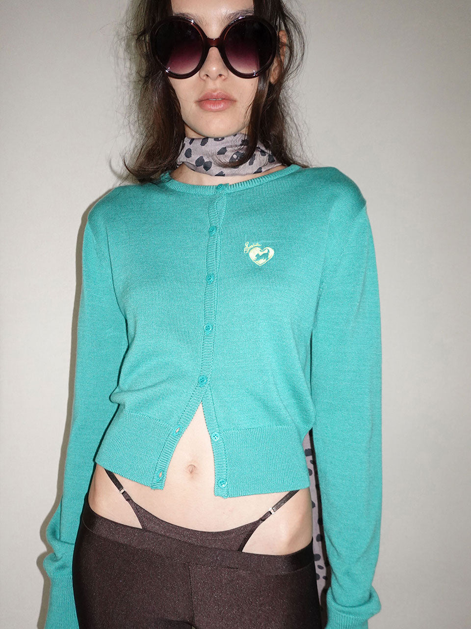 Sweet Kitty Basic Cardigan Turquoise