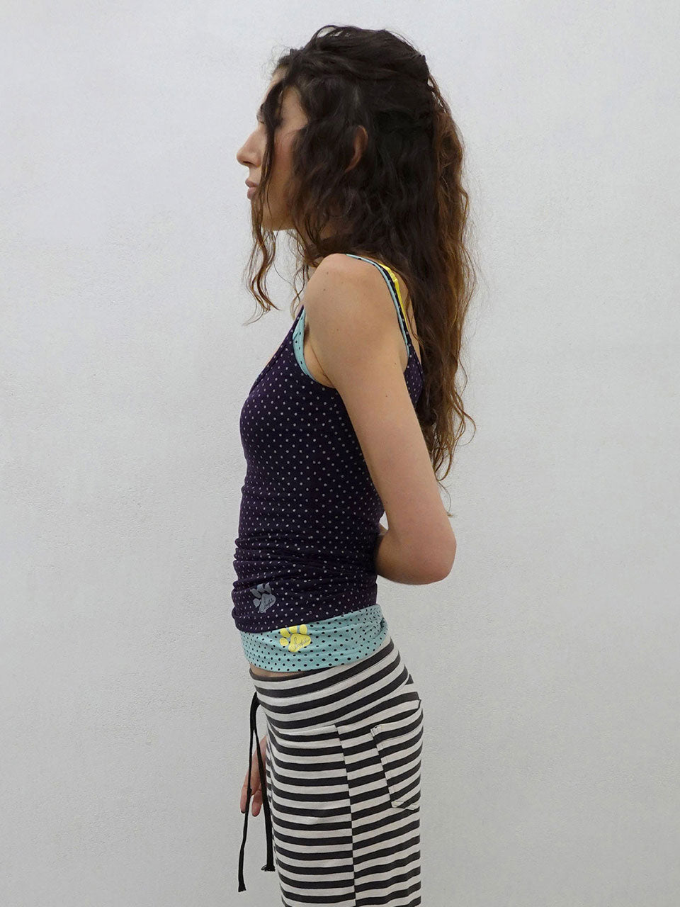 Sweet Kitty Dot Tank Top Deep Purple