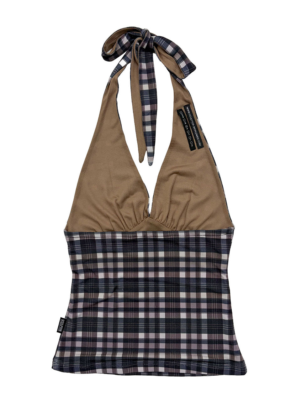 Tartan Check Halter Top Gray
