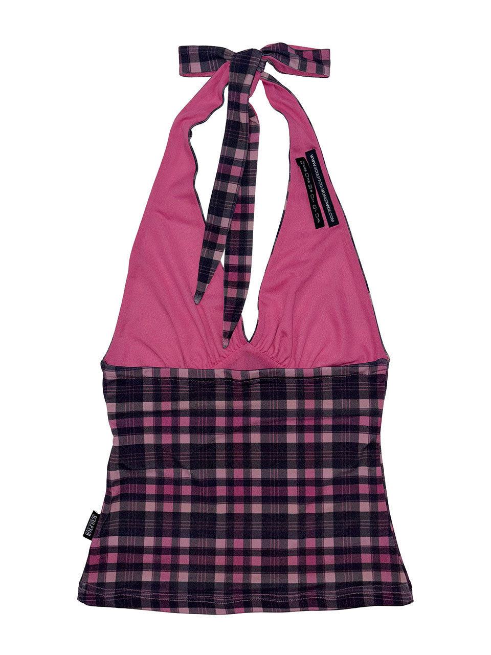 Tartan Check Halter Top Pink
