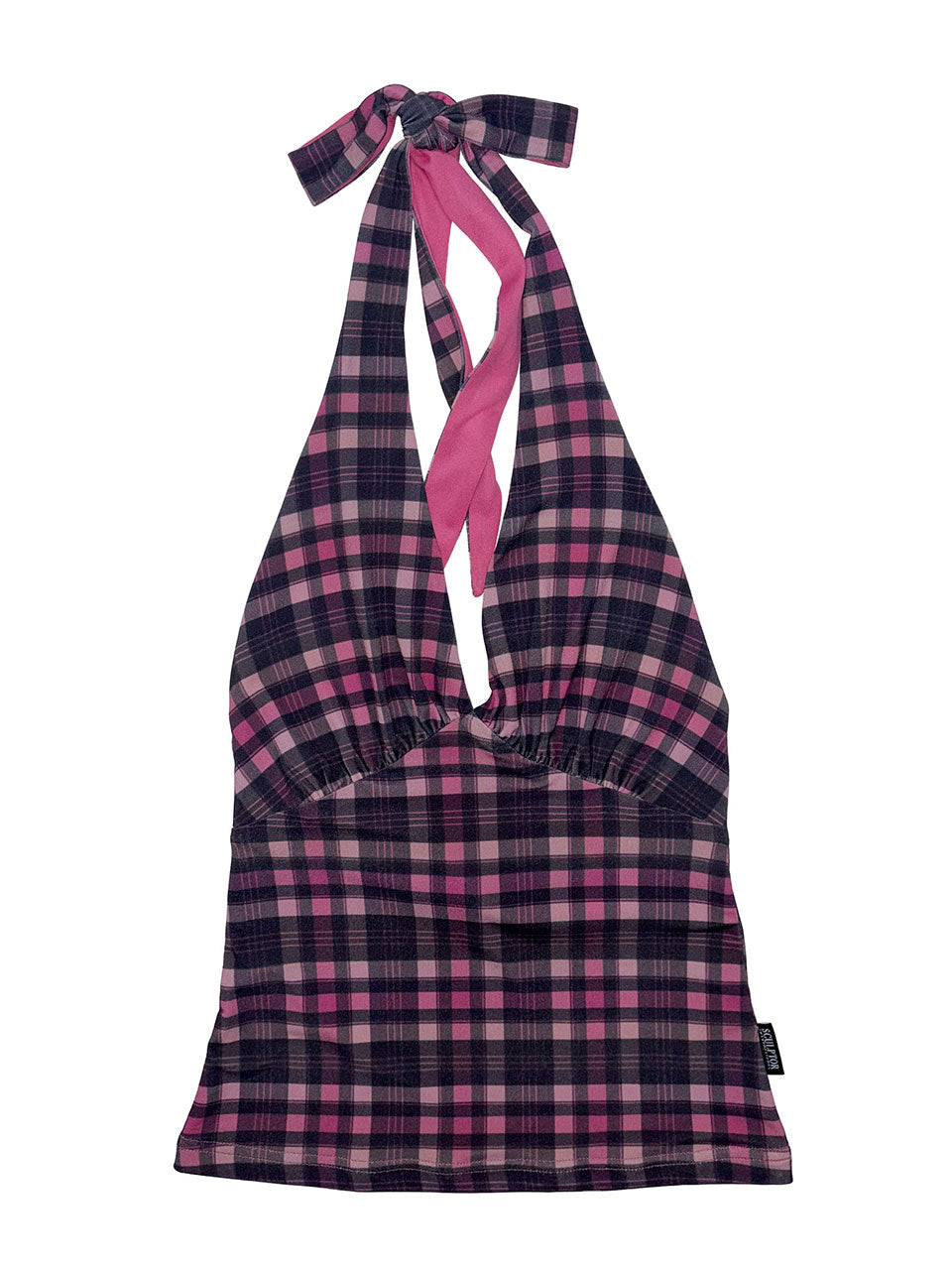 Tartan Check Halter Top Pink