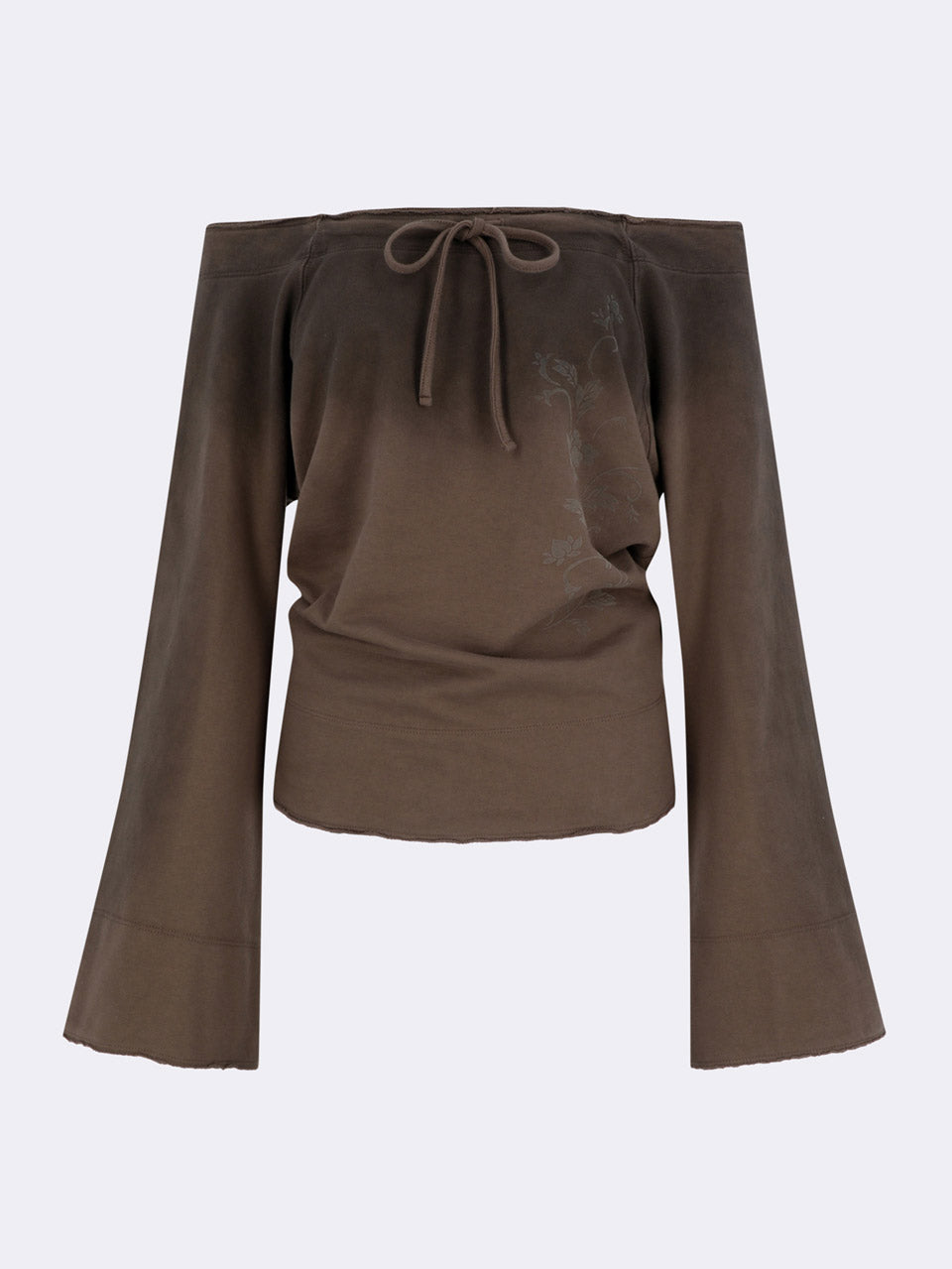 Wide Bell Sleeve Sweatshirt Taupe Brown