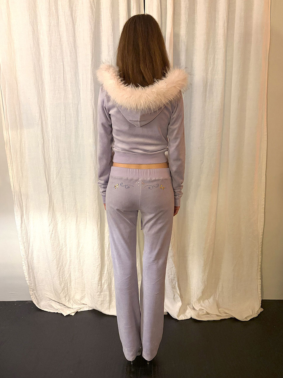 Velour Track Hooded Zip-Up Ube Purple