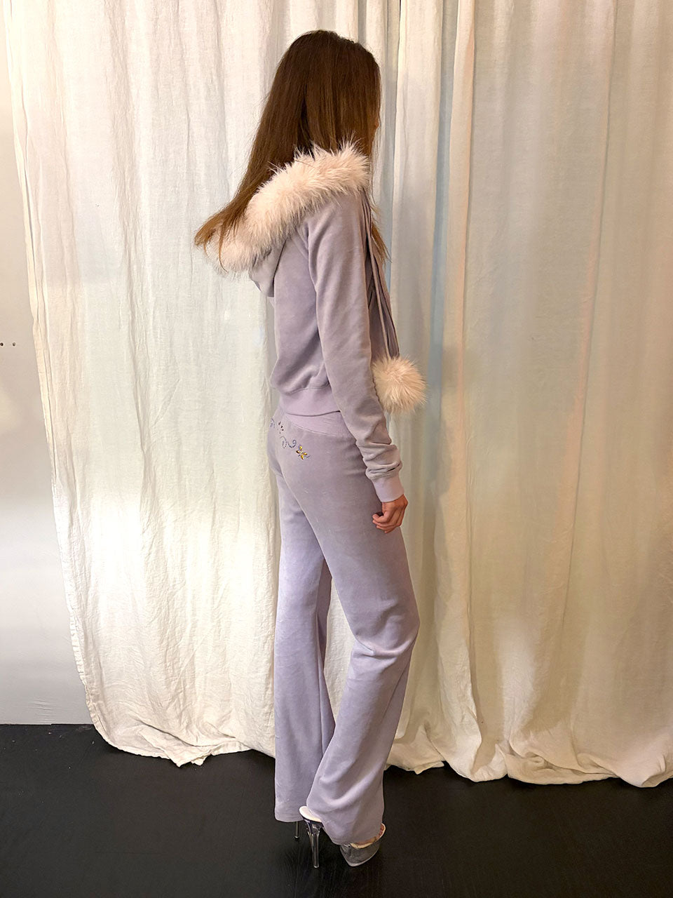 Velour Track Hooded Zip-Up Ube Purple