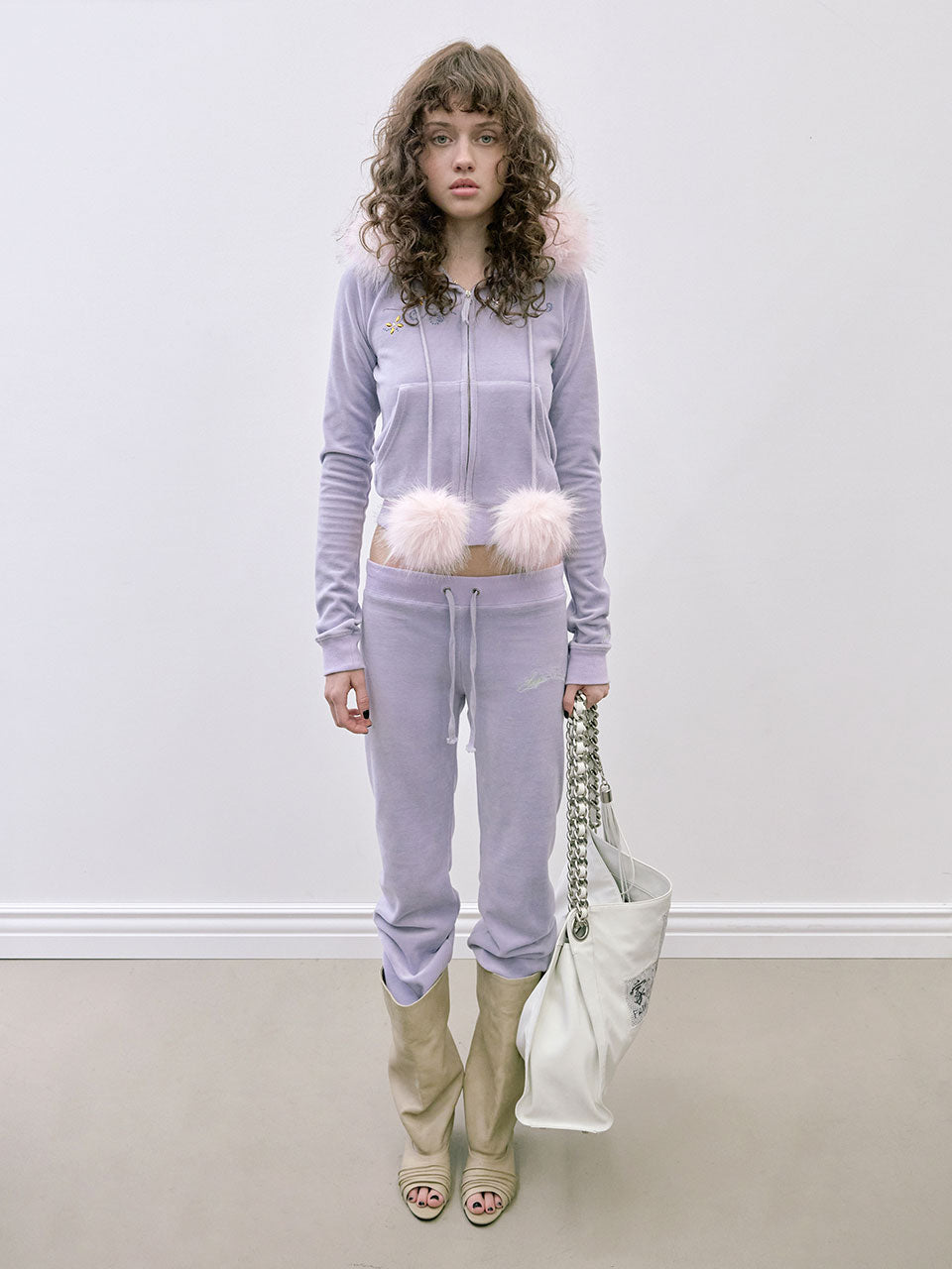 Velour Track Hooded Zip-Up Ube Purple