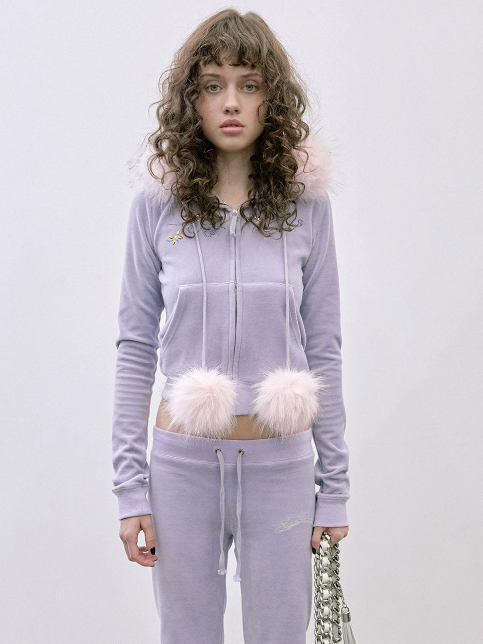 Velour Track Hooded Zip-Up Ube Purple