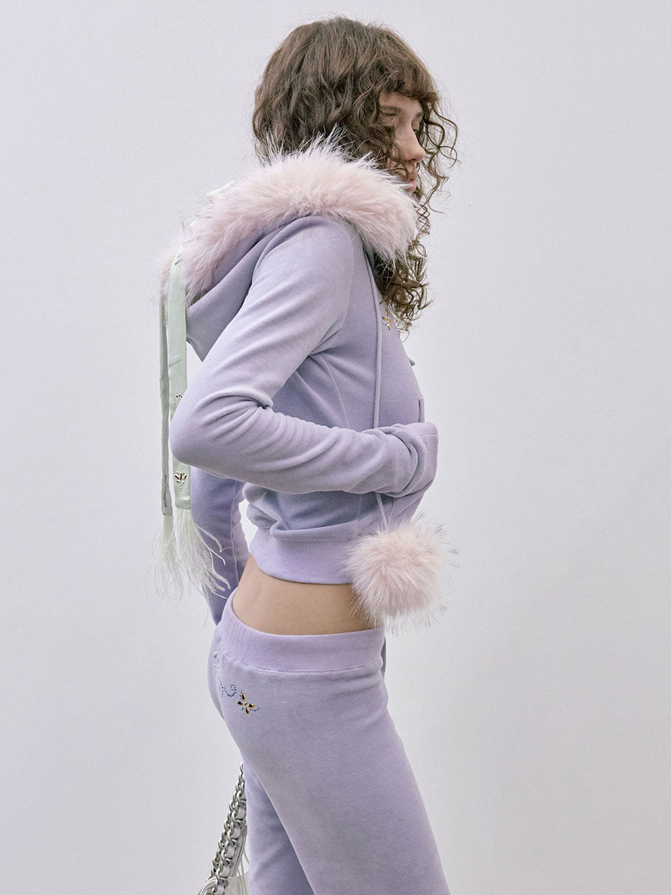 Velour Track Hooded Zip-Up Ube Purple