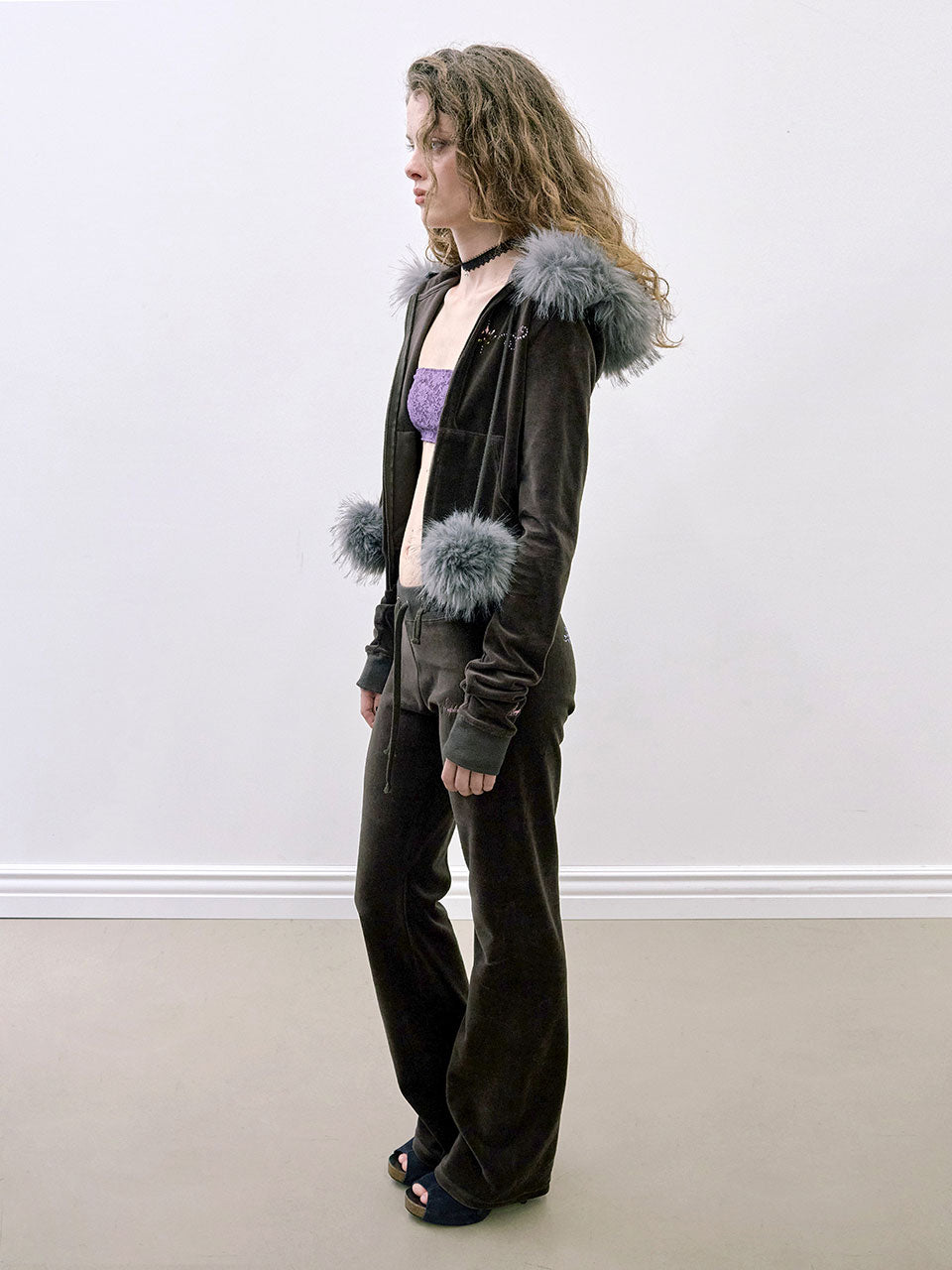 Velour Track Pants Brown