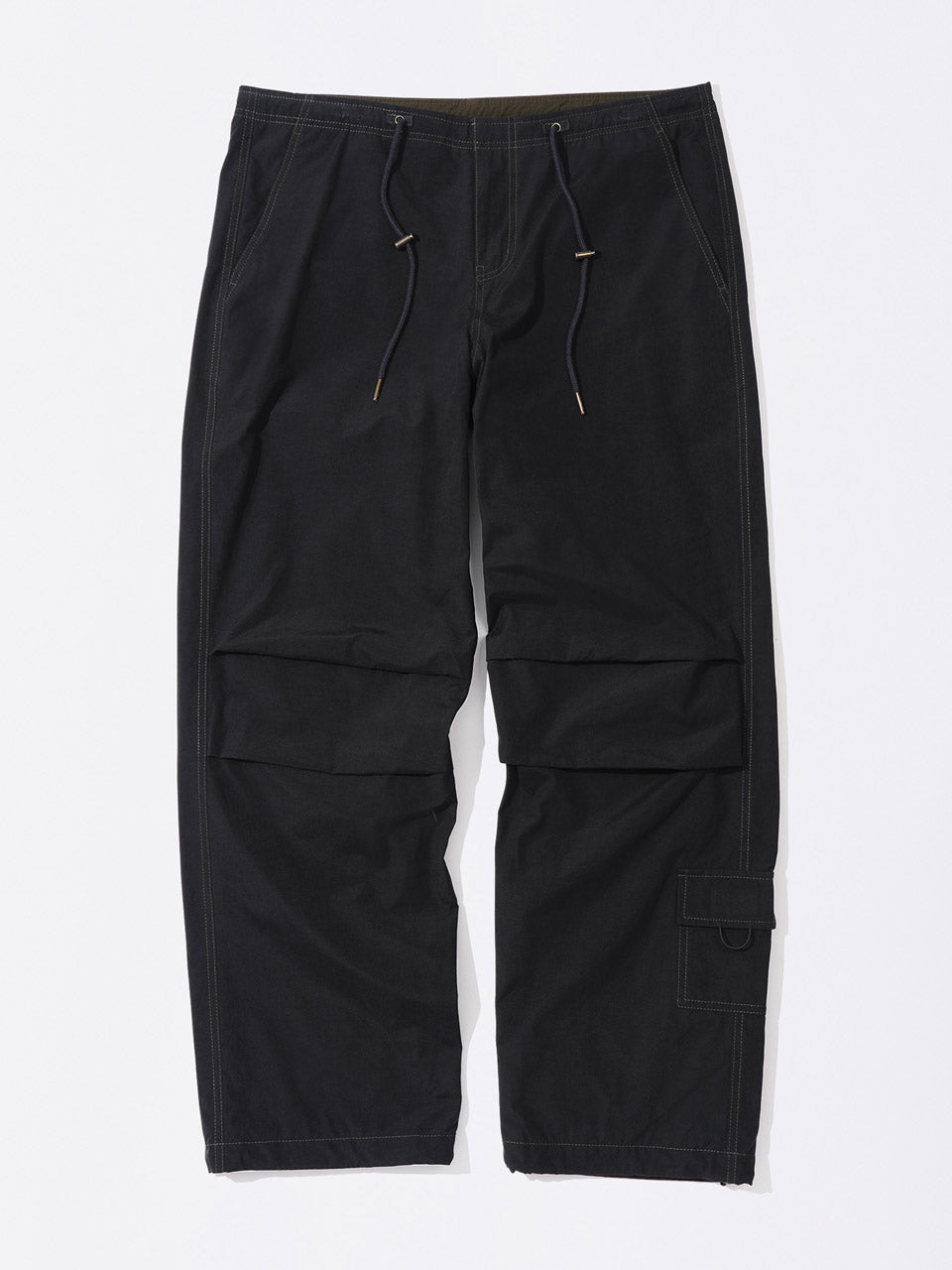 String Parachute Pants Washed Black