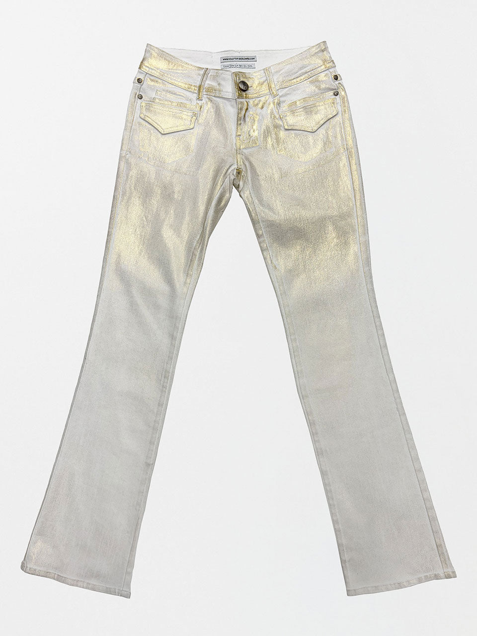 Metallic Bootcut Denim White/Gold