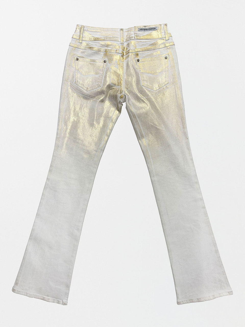 Metallic Bootcut Denim White/Gold