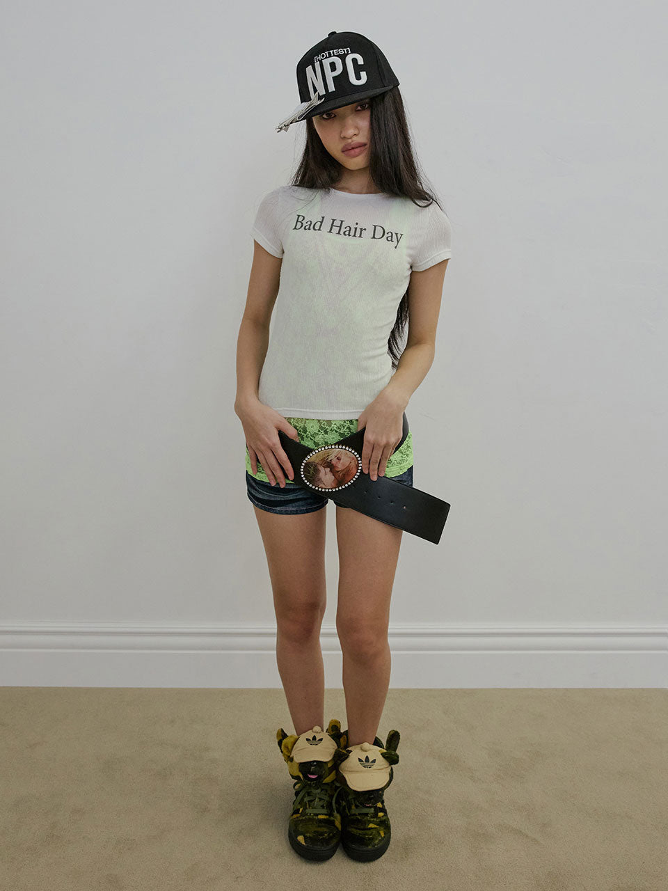 Bad Hair Day Baby Tee White