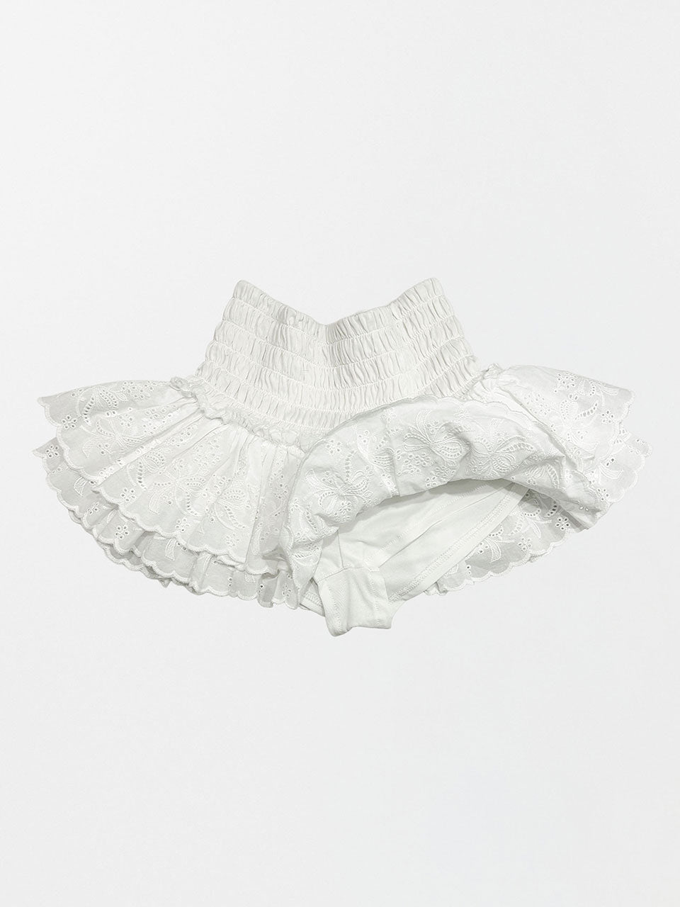 Eyelet Tutu Mini Skort White