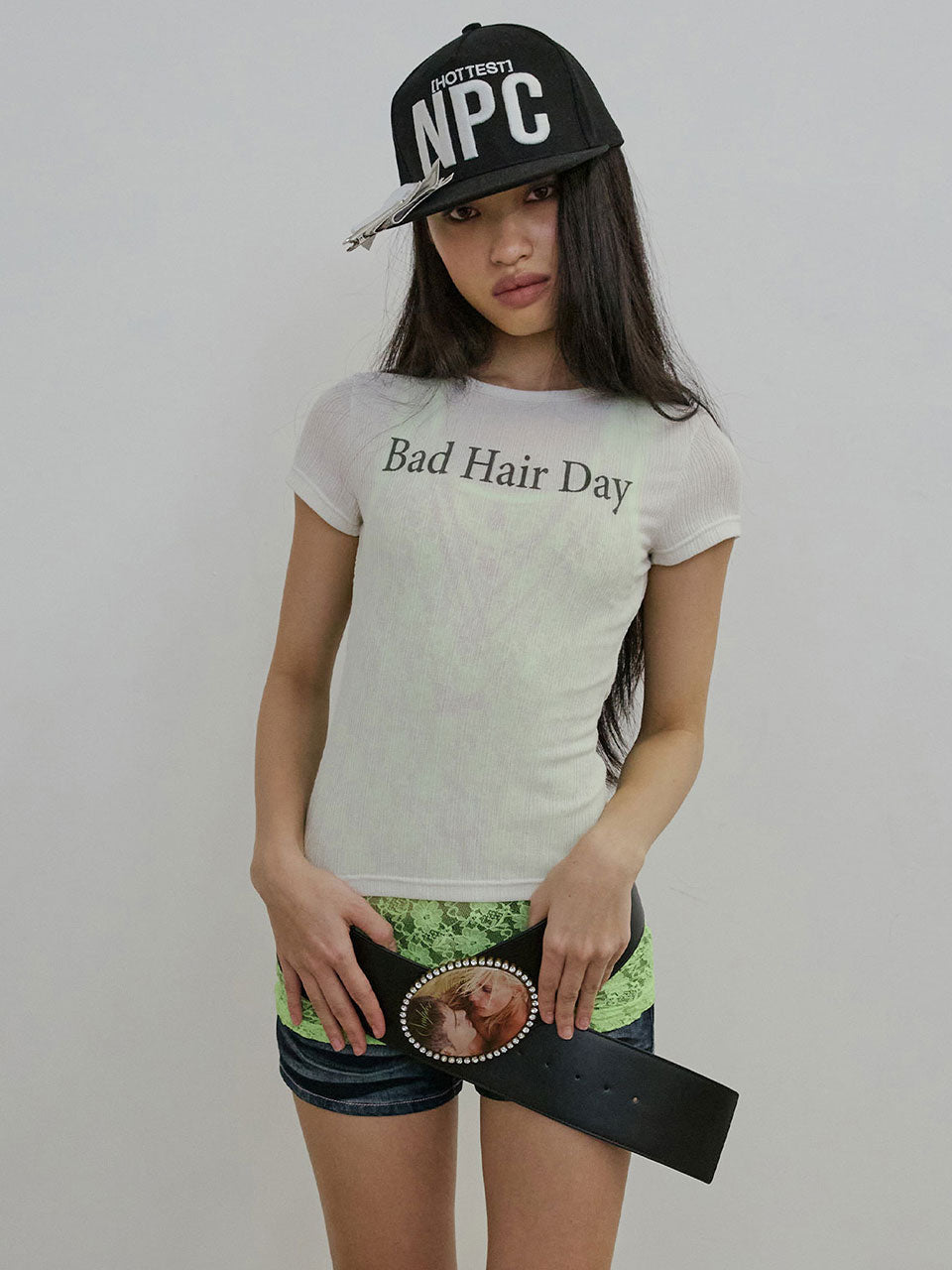 Bad Hair Day Baby Tee White