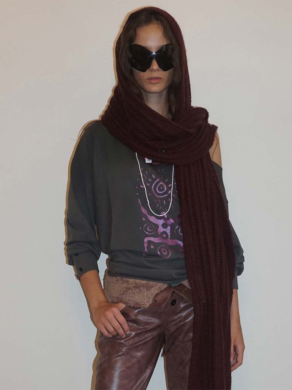 Fluffy Fringe Scarf Wine