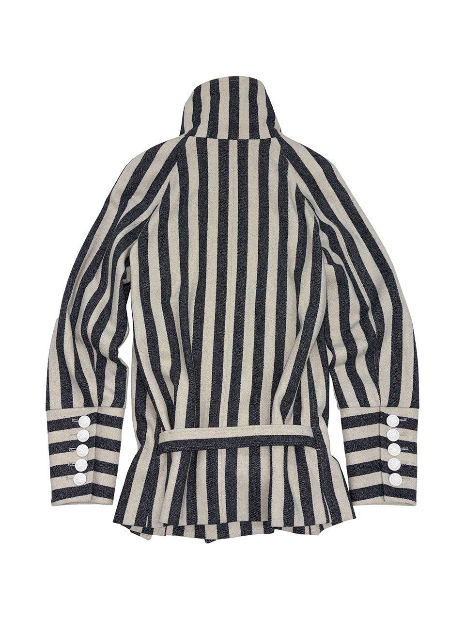 Wool Trench Half Coat Gray Stripe
