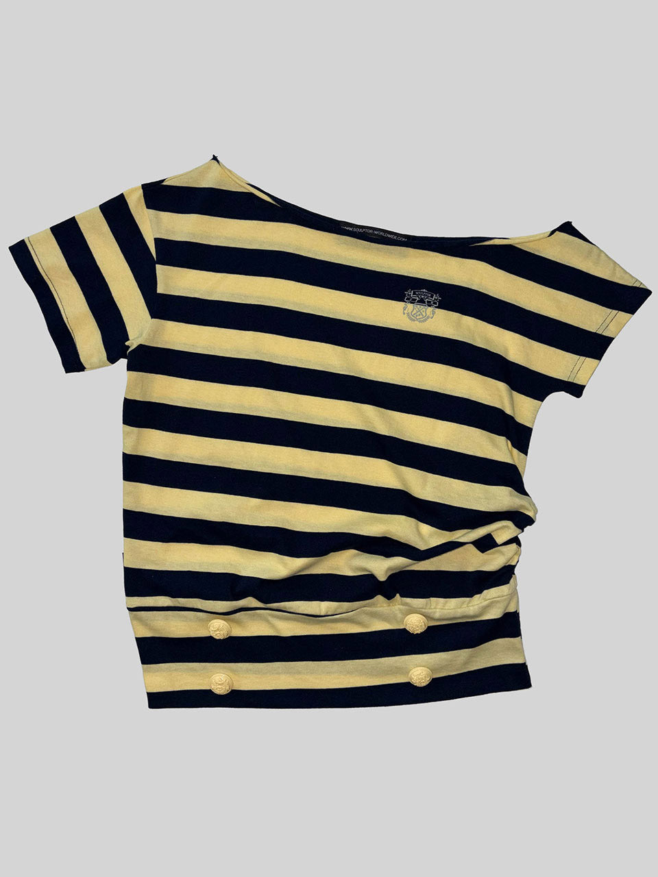 Button Stripe Tee Yellow