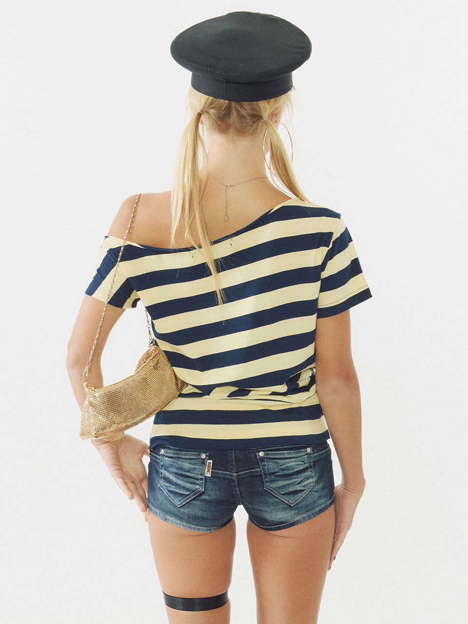 Button Stripe Tee Yellow