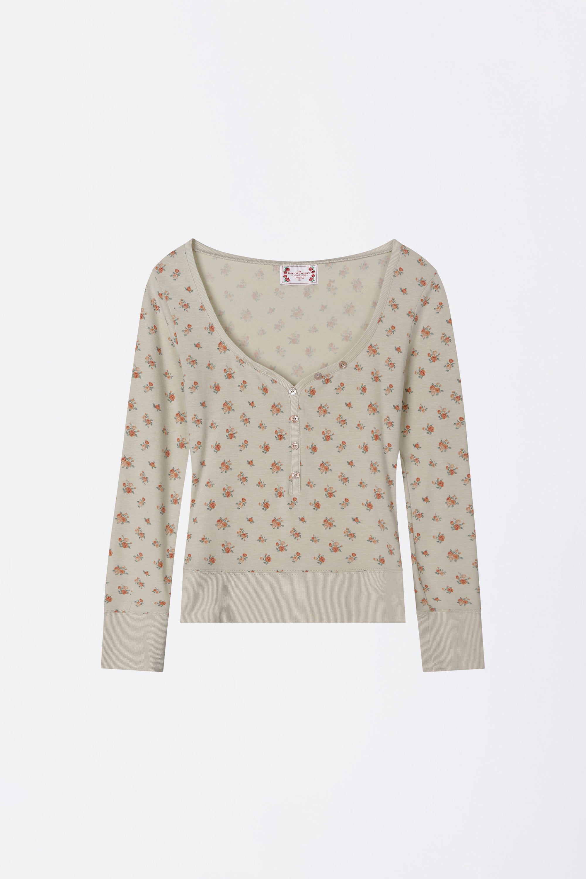無料配送 ◆ Sculptor ◆ Cottage Button Henley Floral Cottage Button Henley Beige – SCULPTOR JAPAN