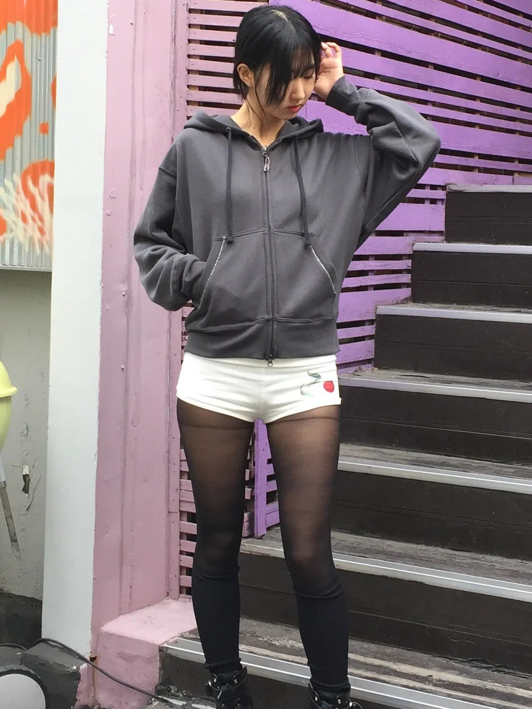 ★SCULPTOR★ Sculptor X Ed Hardy Cherry Shorts Melange Gray Sculptor X Ed Hardy] Cherry Shorts Melange Gray – SCULPTOR JAPAN